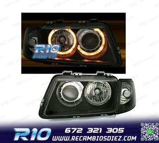 FAROS AUDI A3 8L 96-00 OJOS ANGEL FONDO NEGRO H7