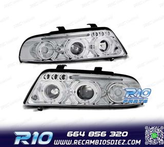 FAROS AUDI A4 B5 99-00 OJOS ANGEL + LED CROMADOS