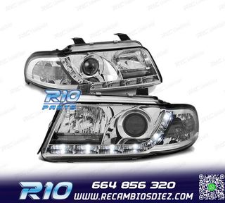 FAROS DELANTEROS DAYLIGHT LED AUDI A4 B5 99-00 CROMADOS