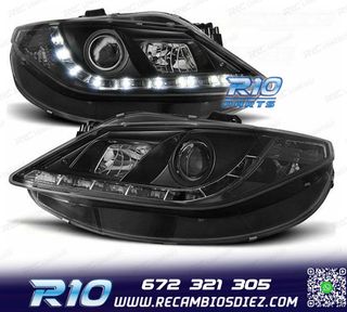 FAROS PARA SEAT IBIZA 6J 08-12 LUZ DIURNA LED FONDO NEGRO