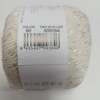 Ovillo Katia Milos 80 Blanco con Hilo Metálico