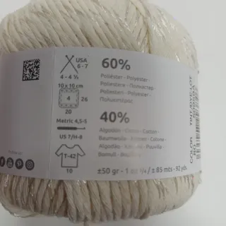 Ovillo Katia Milos 80 Blanco con Hilo Metálico