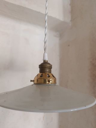 Lámpara techo plato opalina francesa blanca