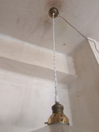 Lámpara techo plato opalina francesa blanca