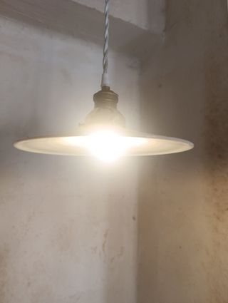 Lámpara techo plato opalina francesa blanca