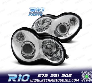 FAROS MERCEDES CLASE C SPORT COUPE C203 01-04 FONDO CROMO