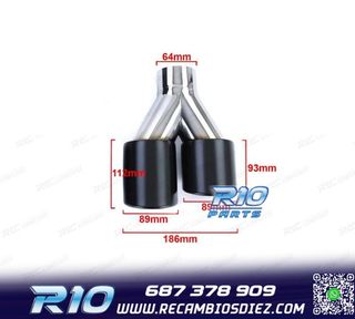 COLAS ESCAPE SALIDA DOBLE UNIVERSAL 2x 89MM ACERO INOX NEGRO