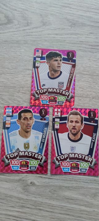 3 Cromos Top Master Futbol: Di Maria, Kane,Pulisic