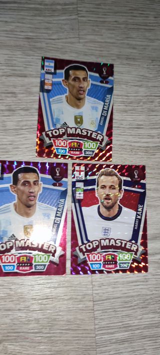 3 Cromos Top Master Futbol: Di Maria, Kane,Pulisic