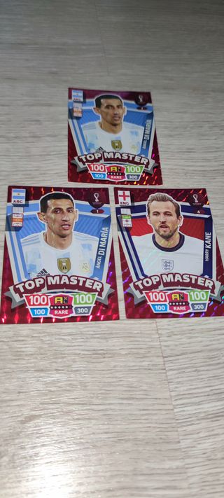 3 Cromos Top Master Futbol: Di Maria, Kane,Pulisic