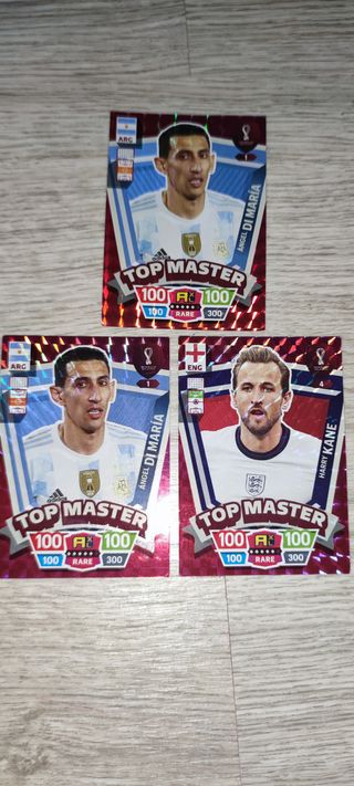 3 Cromos Top Master Futbol: Di Maria, Kane,Pulisic