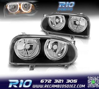 FAROS VOLKSWAGEN VW GOLF 3 OJOS ANGEL FONDO NEGRO H7 H7