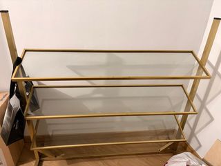 Expositor 3 baldas cristal dorado