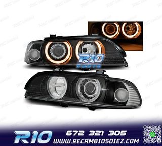 FAROS BMW E39 95-00 XENON OJOS ANGEL FONDO NEGRO CROMO