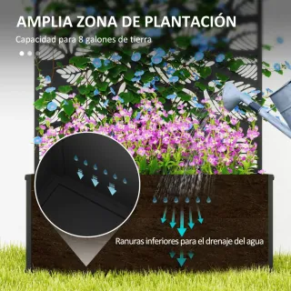 Jardinera Panel Privacidad Hojas Negro
