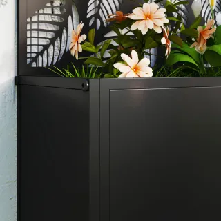 Jardinera Panel Privacidad Hojas Negro