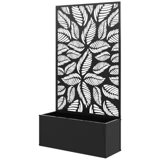 Jardinera Panel Privacidad Hojas Negro