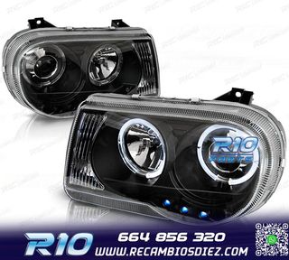 FAROS CHRYSLER 300C 05-10 OJOS ANGEL LED NEGROS