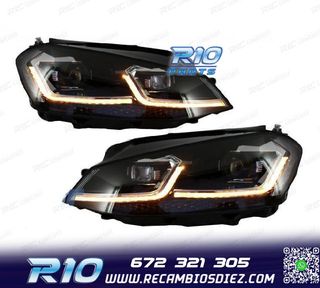 FAROS VOLKSWAGEN VW GOLF 7 12-17 DRL DINAMICOS NEGROS LOOK 7