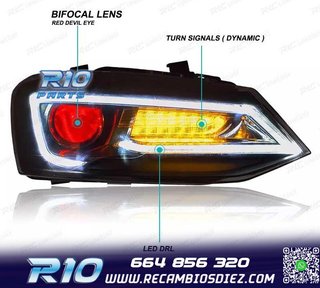 FAROS VOLKSWAGEN VW POLO 6R 09-17 LED LIGHT BAR DEVIL EYES