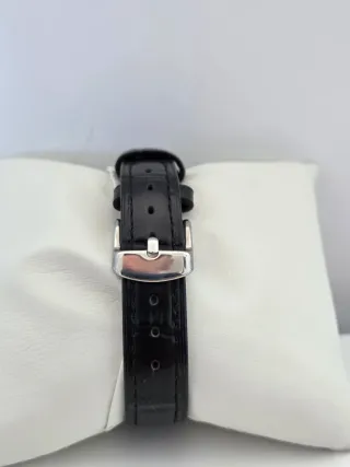 Reloj Longines Vintage Esfera Plateada Correa Negr