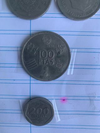 Lote 2 Monedas 100 y 200 Pesetas Juan Carlos