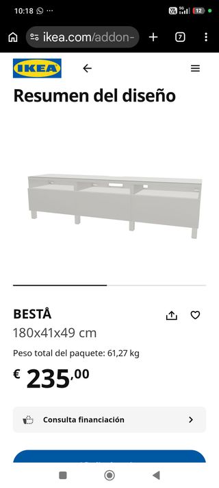 Mueble TV Besta cristal blanco