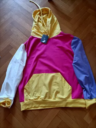 Sudadera con capucha multicolor mujer