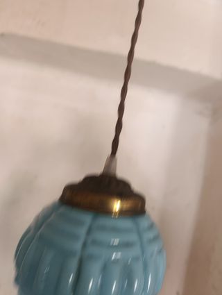 3 lámparas techo tulipas modernistas opalina azul