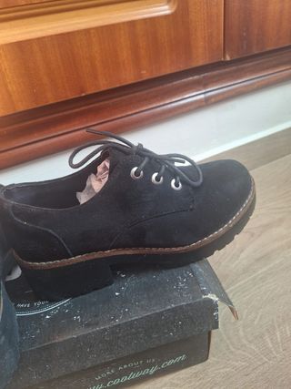 Zapatos Coolway antelina negros mujer