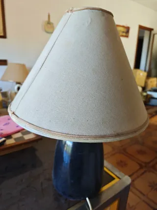 Lámpara de mesa tela y cristal