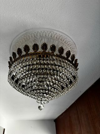 Lámpara Vintage Cristal y Metal Dorado