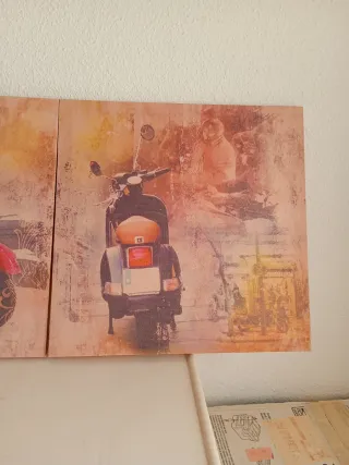 2 Cuadros Decorativos Vespa 40x40 cm