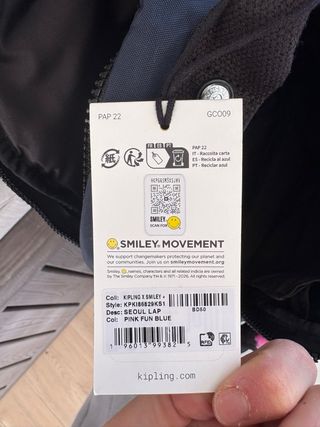 Mochila Kipling Smiley Azul Marino y Rosa