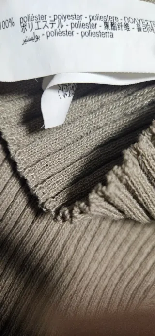 Vestito maglia costine collo alto beige S
