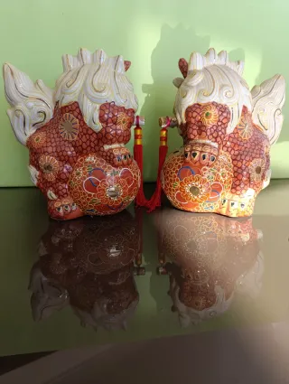 Pareja de leones guardianes chinos
