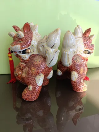 Pareja de leones guardianes chinos
