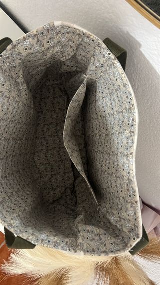 Bolso tote rayas beige y verde