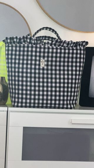 Bolso Tote Cuadros Blanco y Negro