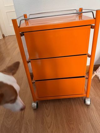 Mobiletto con Cassetti in Metallo Arancione con Ruote