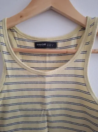 Top de Malha Listrado Amarelo e azul