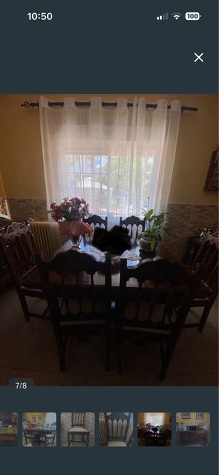 Mesa Castellana y 6 Sillas Madera Maciza