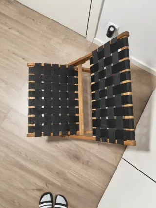 Silla de diseño tejida madera y tela