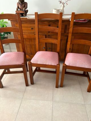 Conjunto Mesa comedor extensible madera y 6 sillas