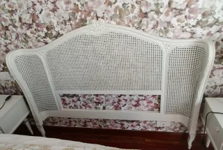 Cabecero Ratán Rejilla Blanco para cama de 1.35m