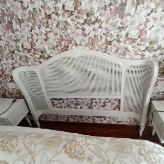 Cabecero Ratán Rejilla Blanco para cama de 1.35m