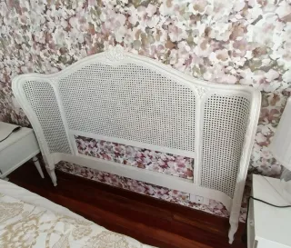 Cabecero Ratán Rejilla Blanco para cama de 1.35m