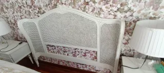 Cabecero Ratán Rejilla Blanco para cama de 1.35m