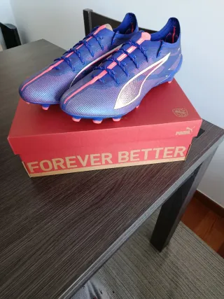 Botas Puma gama alta azul y rosa