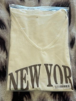 Camiseta New York Talla M Beige